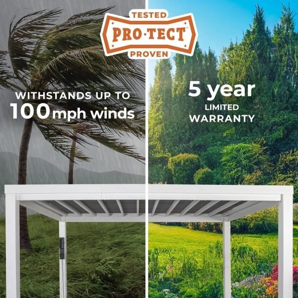 Windham Modern Steel Pergola with Sail Shade Soft Canopy 4.3 x 3 m