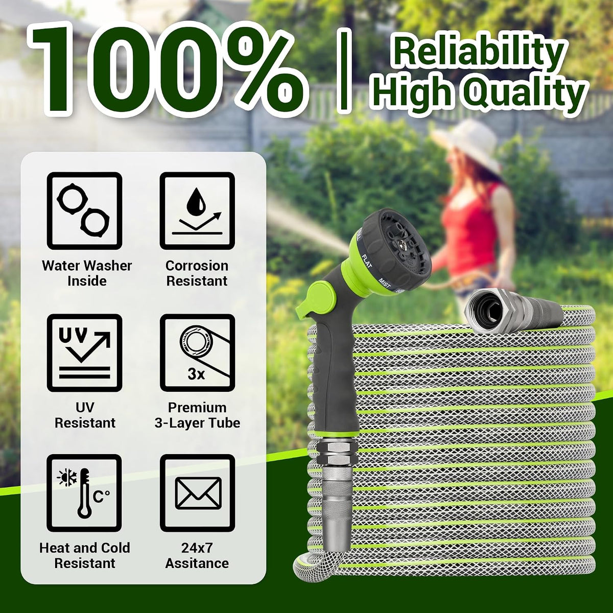 BlueBala Heavy Duty Garden Hose 1/2-Inch ID Kink Resistant PVC