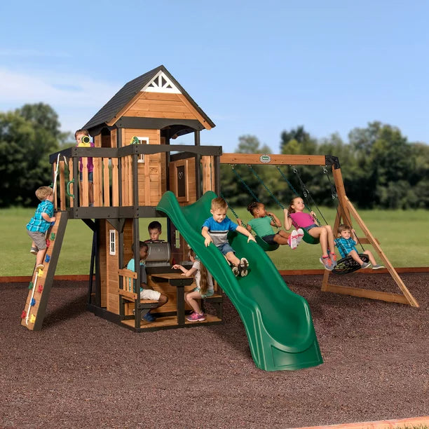 Backyard Discovery Canyon Creek Wooden Swing Set Playset