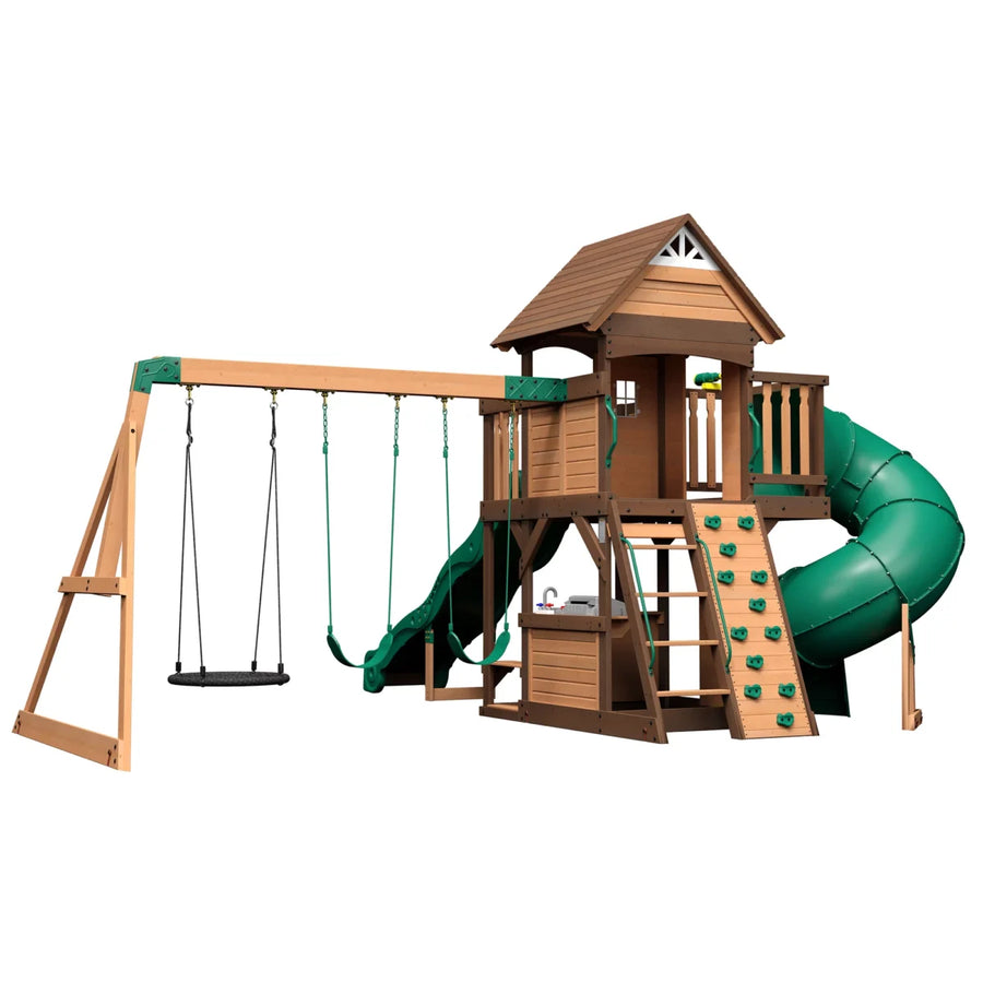 Backyard Discovery Cedar Cove Wooden Swing Set Playset