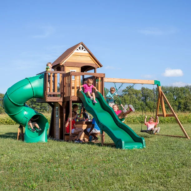 Backyard Discovery Cedar Cove Wooden Swing Set Playset