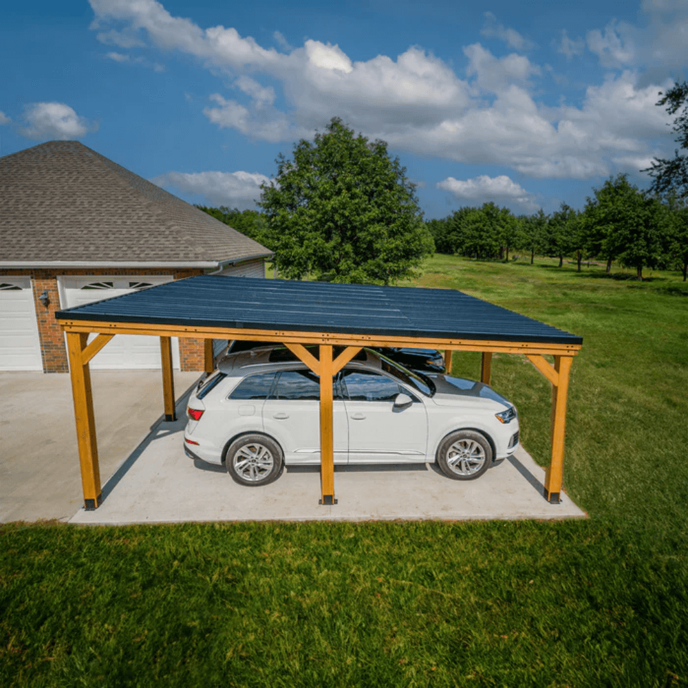 Backyard Discovery Kingsport Cedar Wood Carport Steel Roof 6.1 x 6.1 m