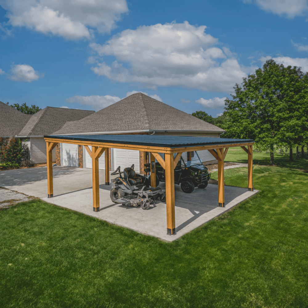 Backyard Discovery Kingsport Cedar Wood Carport Steel Roof 6.1 x 6.1 m
