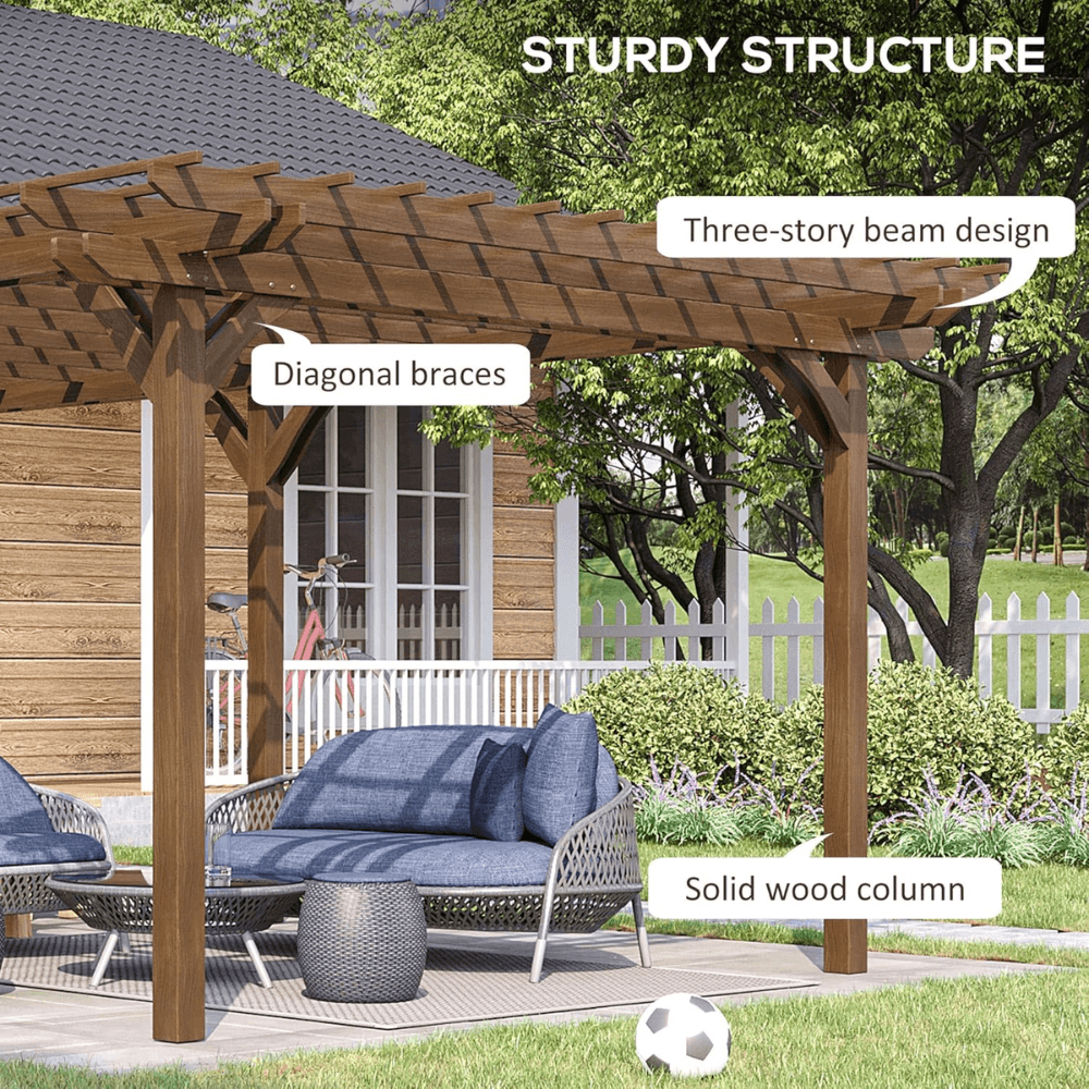 Outsunny 3.7 m x 6.1 m DIY Deck Outdoor Wood Pergola