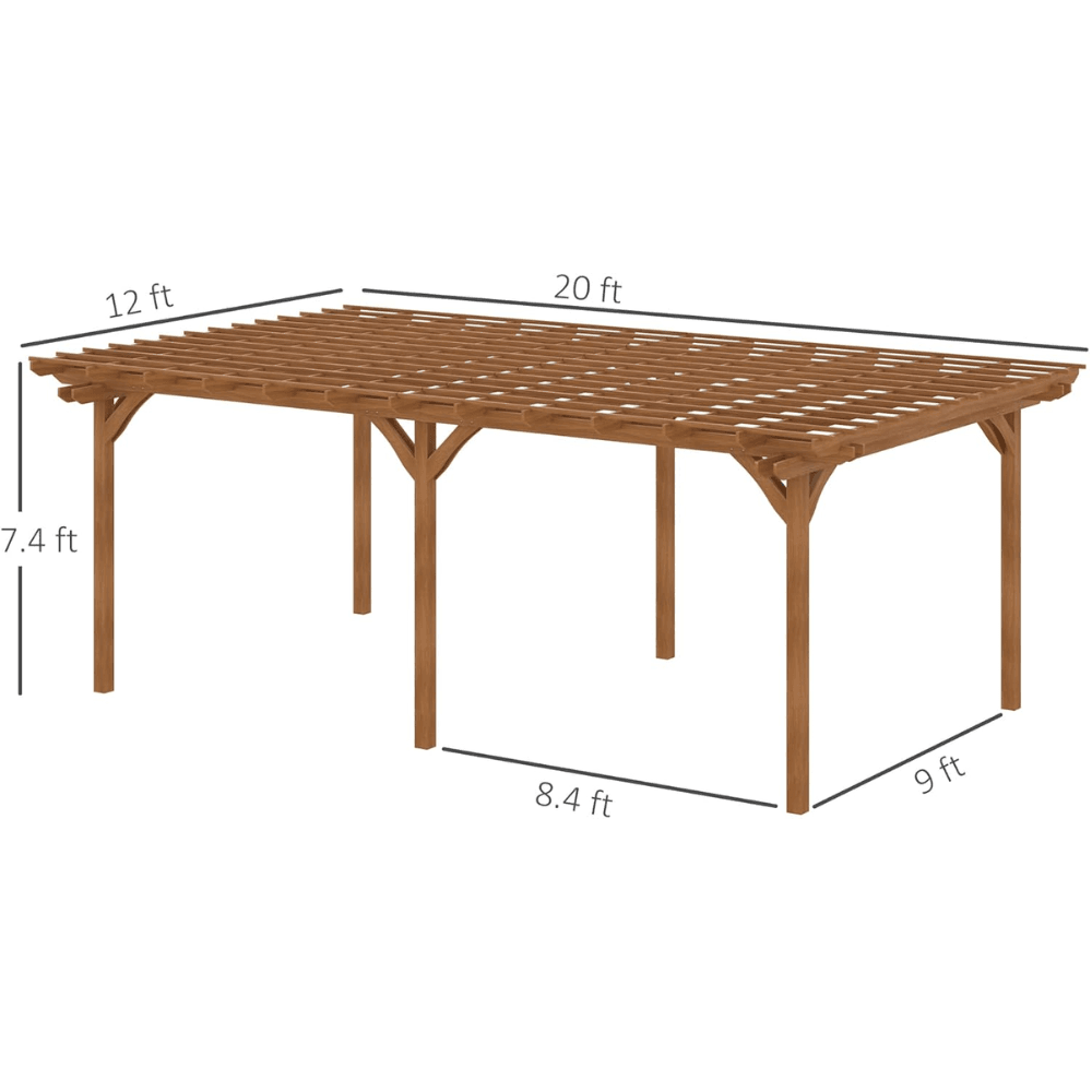 Outsunny 3.7 m x 6.1 m DIY Deck Outdoor Wood Pergola