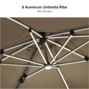 PURPLE LEAF Double Top Deluxe Solar Powered LED Square Patio Umbrella