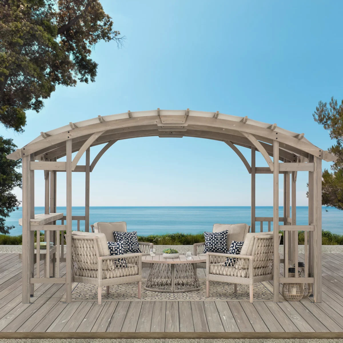 Sunjoy Bellucci Cedar Wood Framed Arched Pergola 3 x 4.3 m