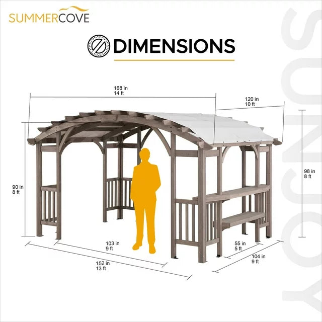 Sunjoy Bellucci Cedar Wood Framed Arched Pergola 3 x 4.3 m