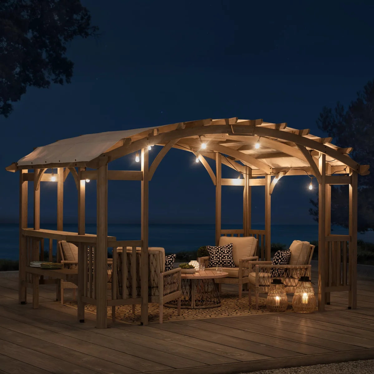 Sunjoy Bellucci Cedar Wood Framed Arched Pergola 3 x 4.3 m