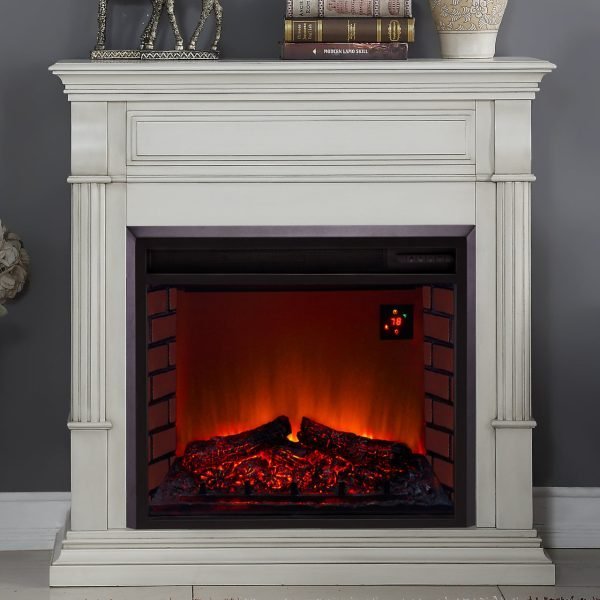 Duluth Forge EL1350-2-AW Full Size Electric Fireplace Antique White 4,600 BTU