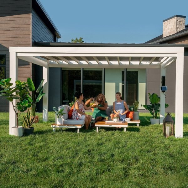 Windham Modern Steel Pergola with Sail Shade Soft Canopy 4.3 x 3 m