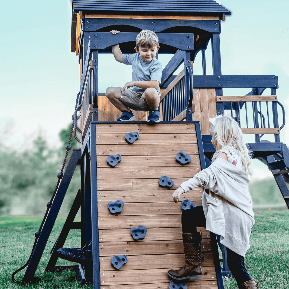 Backyard Discovery Timber Crossing Wooden Swing Set Playset