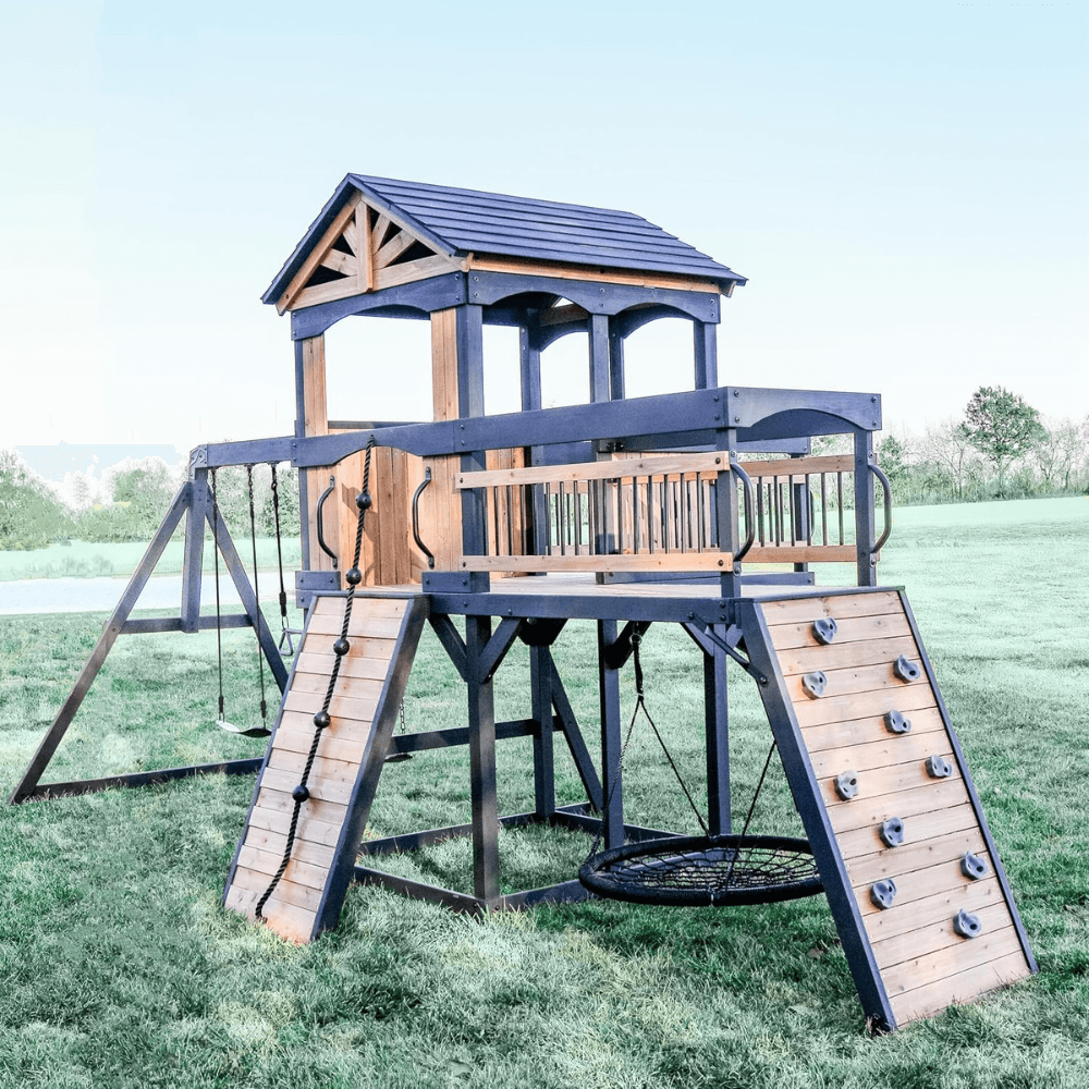 Backyard Discovery Timber Crossing Wooden Swing Set Playset