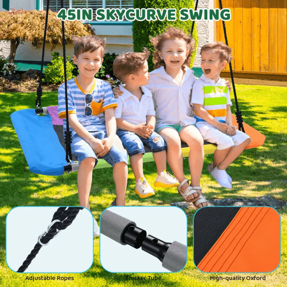 Heavy Duty Metal Swing Set with Belt Swing and Trapeze Bar 2.9 m