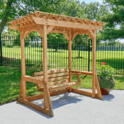 Backyard Discovery Callahan Cedar Wooden Outdoor Pergola Swing Bench