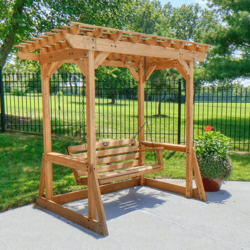 Backyard Discovery Callahan Cedar Wooden Outdoor Pergola Swing Bench