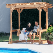 Backyard Discovery Callahan Cedar Wooden Outdoor Pergola Swing Bench