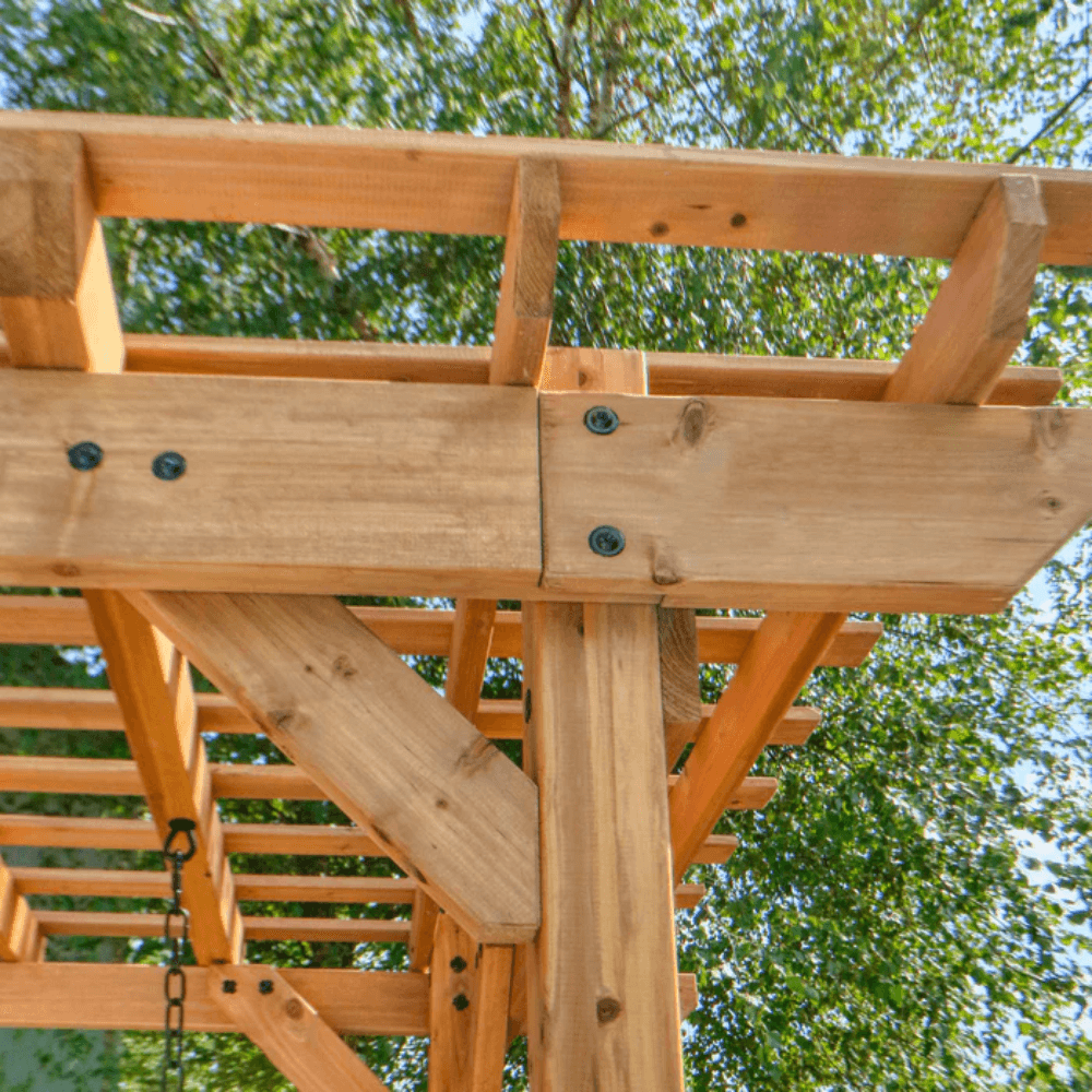 Backyard Discovery Callahan Cedar Wooden Outdoor Pergola Swing Bench