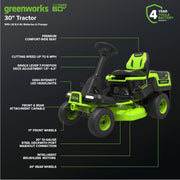Greenworks 60V 30" CrossoverT Riding Lawn Tractor 76.2cm