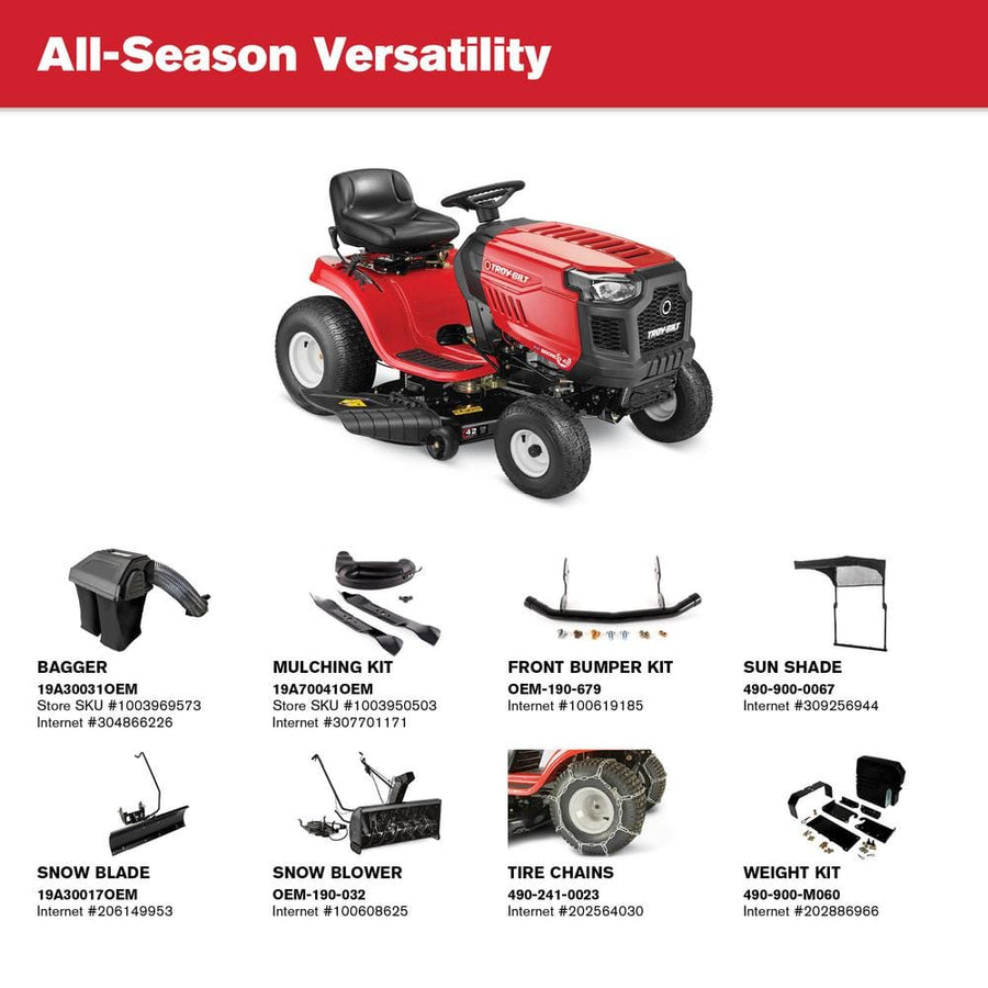 Troy-Bilt Bronco 42 19HP Gas Riding Lawn Mower 106.7cm